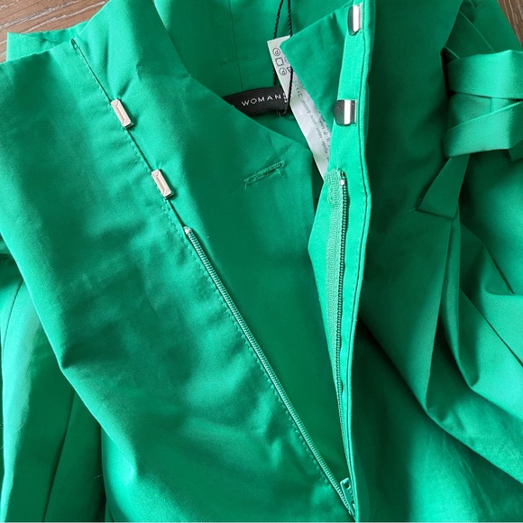 NWT Zara Green Cotton High Waist Belt Wide Leg Pants - Picture 13 of 13